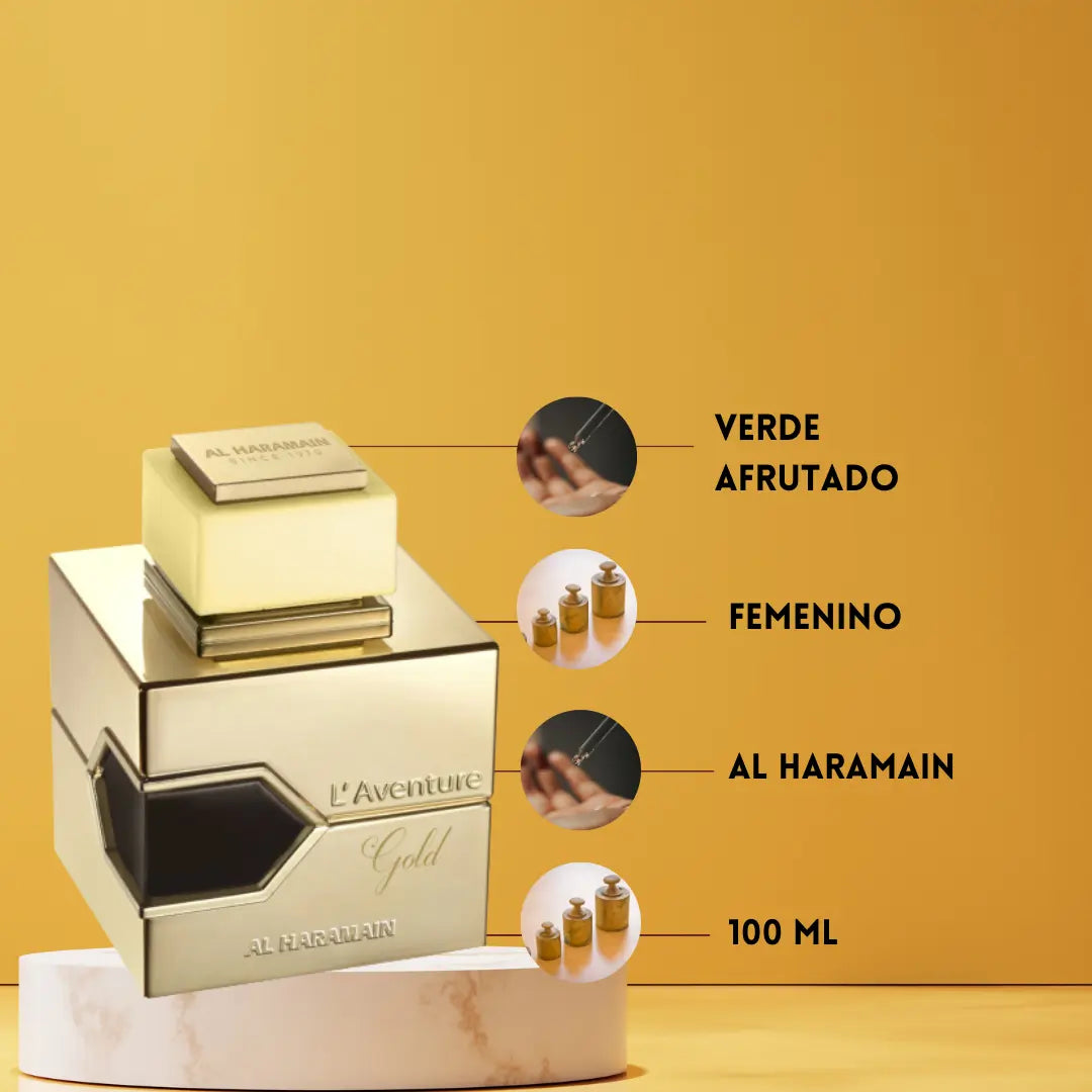 Al Haramain L'Aventure Gold | Perfume Árabe Unisex | Eau de Parfum Al Haramain