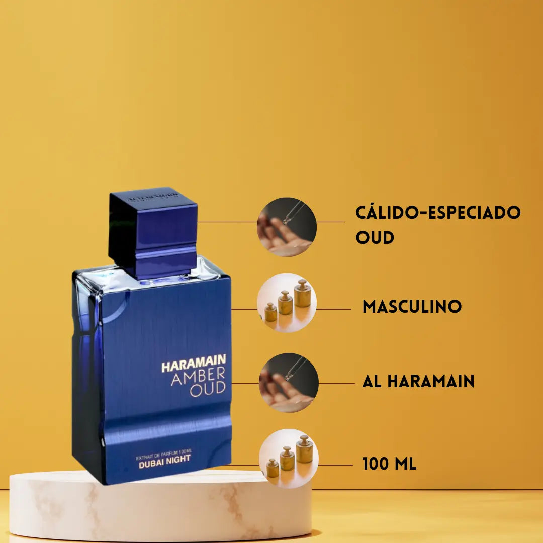 Amber Oud Dubai Night | Al Haramain | Perfume Árabe para Hombre | Oriental Amaderado - Extrait de Parfum Al Haramain