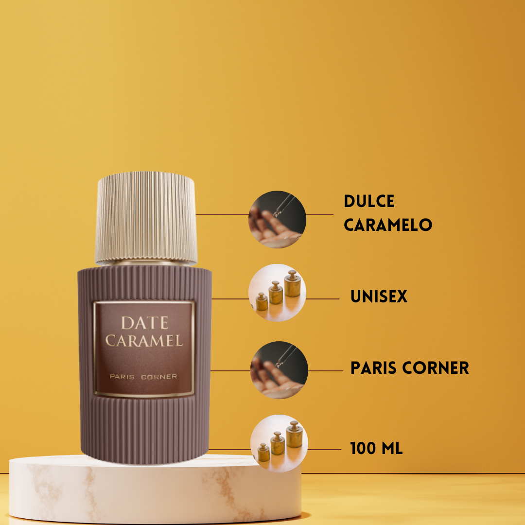📌 Date Caramel | Paris Corner | Perfume Árabe Unisex | Gourmand, Dulce, Oriental - Eau de Parfum
