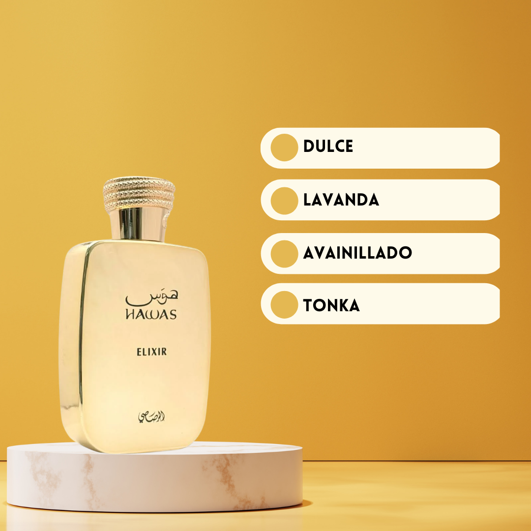 Hawas Elixir | Rasasi | Perfume Árabe Masculino | Aromático, Dulce, Sensual – Eau de Parfum