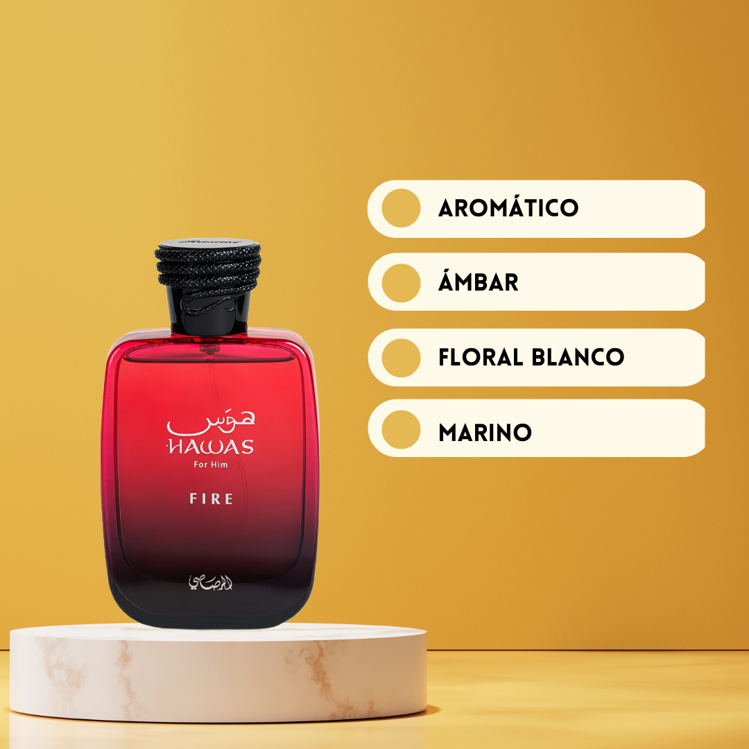 Haws Fire Rasasi Hawas Fire – Perfume masculino ambarado con notas marinas y ...