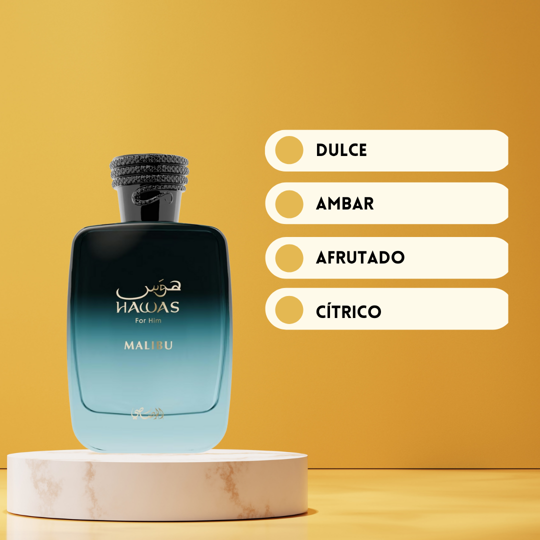 Rasasi Hawas Malibu – Eau de Parfum Unisex - Aromático & Tropical