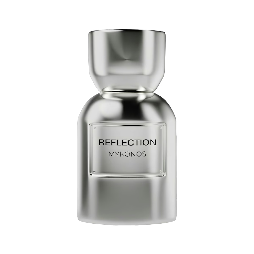 Frasco plateado de Reflection de Mykonos, Extrait de Parfum