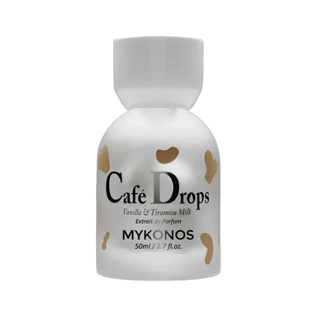 Frasco blanco de Café Drops Vanilla & Tiramisu Milk de Mykonos, Extrait de Parfum 50 ml