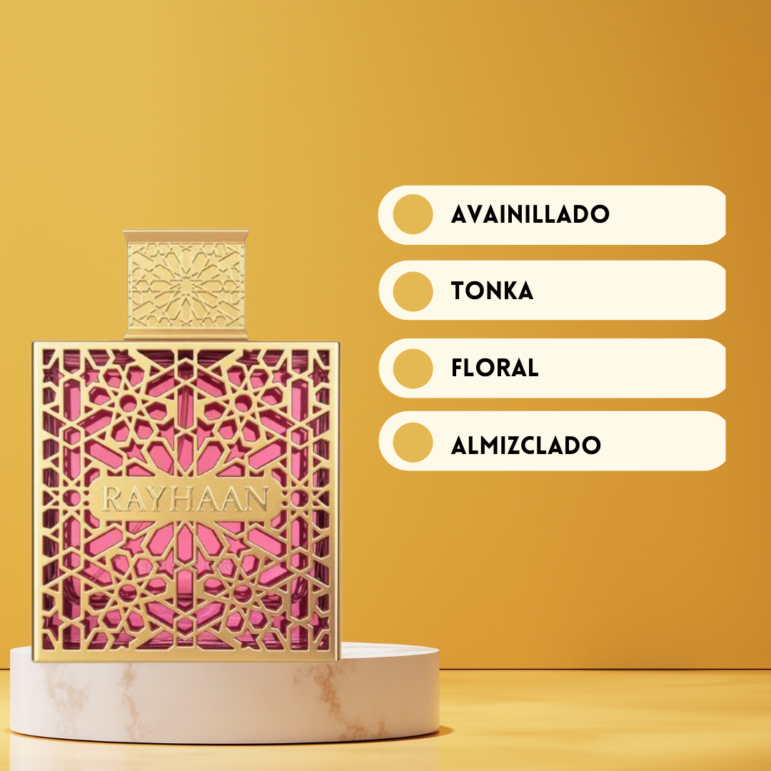 Rayhaan Kiss – Eau de Parfum Mujer 100ml Gourmand Floral – Fraganzi Rayhaan Kiss – Eau de Parfum Mujer 100ml Gourmand Floral – Fraganzi
